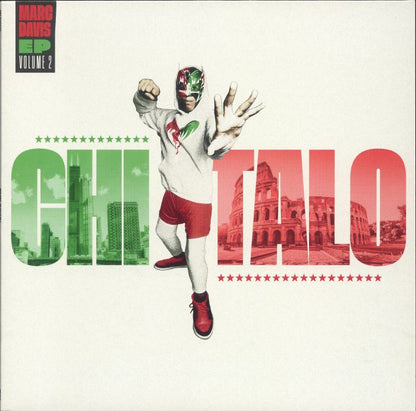 Portada delantera del vinilo Marc Davis – Chi Talo EP Volume 2, lanzado por Mr Bongo en formato 12". Diseño vibrante con una mezcla de elementos gráficos de Chicago e Italia.