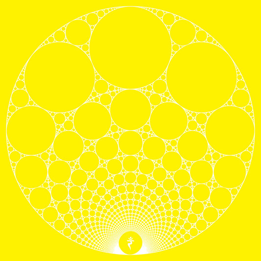 Portada del vinilo Marshall Jefferson – Yellow Meditation For The Dance Generation en 12" amarillo de Utter, con diseño circular hipnótico en blanco sobre fondo amarillo intenso.