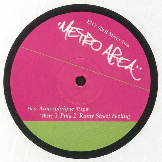 Portada delantera del vinilo Metro Area – Metro Area, lanzado por Environ en formato 12". Diseño minimalista y elegante.