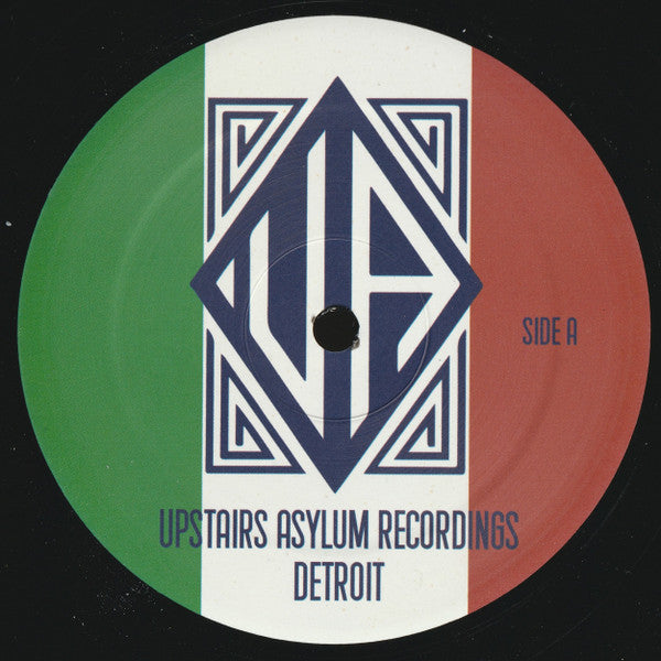 Lado A de vinilo Miguel Herrnandez / Manuold – D-Ritmo 313 EP con etiqueta tricolor, logo central y texto Upstairs Asylum Recordings Detroit visible.