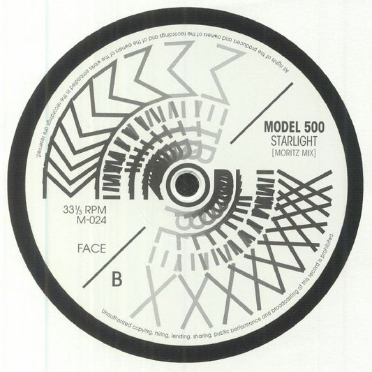 Contraportada del vinilo Model 500 - Starlight, publicado por Metroplex en formato 12". Lado B: Starlight (Moritz Mix).
