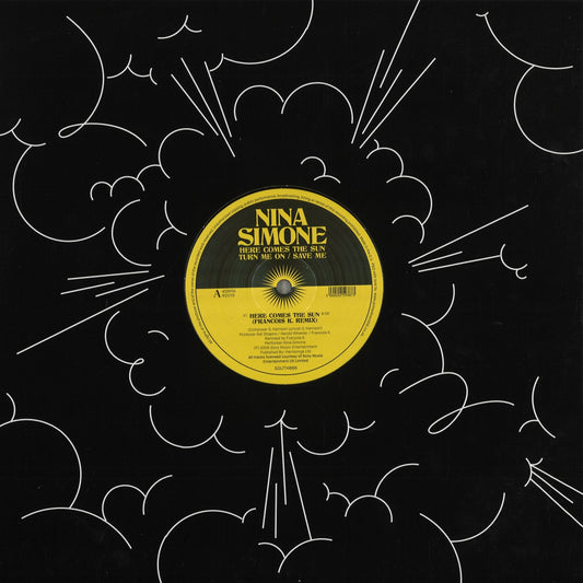 Funda exterior del vinilo Nina Simone – Remixes [12"], con arte gráfico en blanco y negro del sello South Street.