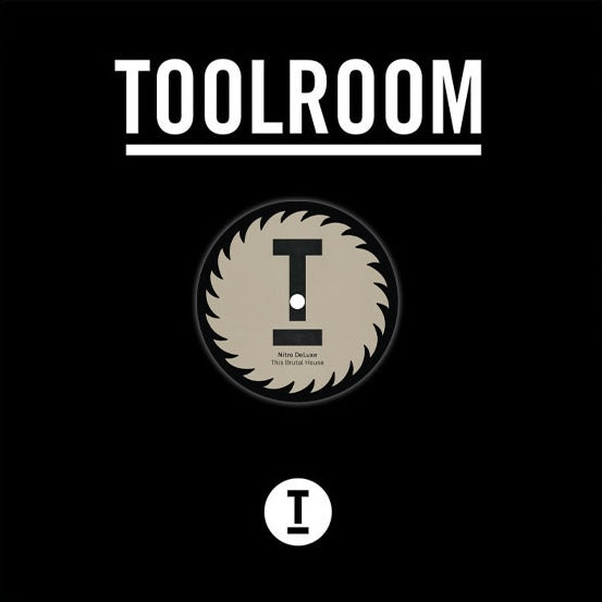 Portada del vinilo Nitro Deluxe / Mark Knight – This Brutal House, con logo Toolroom blanco sobre fondo negro.
