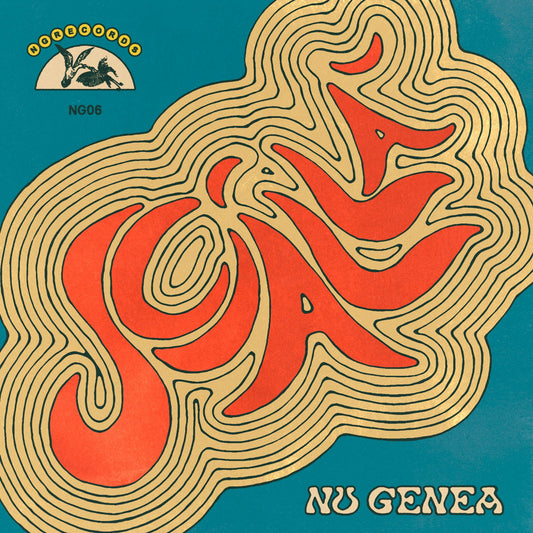 Portada del vinilo Nu Genea – Sciallà en NG Records con diseño psicodélico en tonos naranja y dorado.
