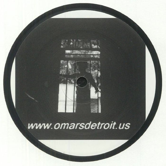Contraportada del vinilo Oasis – Thirteen / Two / Eight (12" FXHE Record). Muestra una imagen en blanco y negro con un enlace web a omarsdetroit.us.