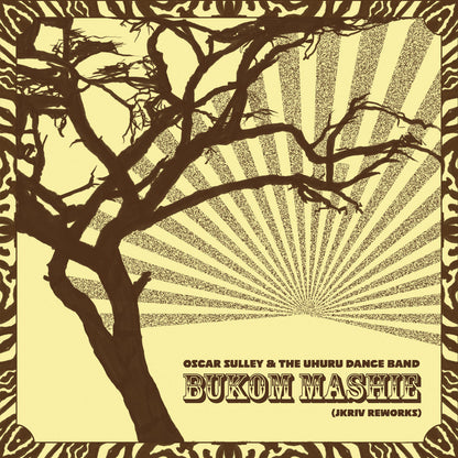 Etiqueta lado A del vinilo Oscar Sulley & The Uhuru Dance Band – Bukom Mashie (JKriv Reworks), con diseño marrón y catálogo RNT45013 de Razor-N-Tape 45, formato 7", 45 RPM.