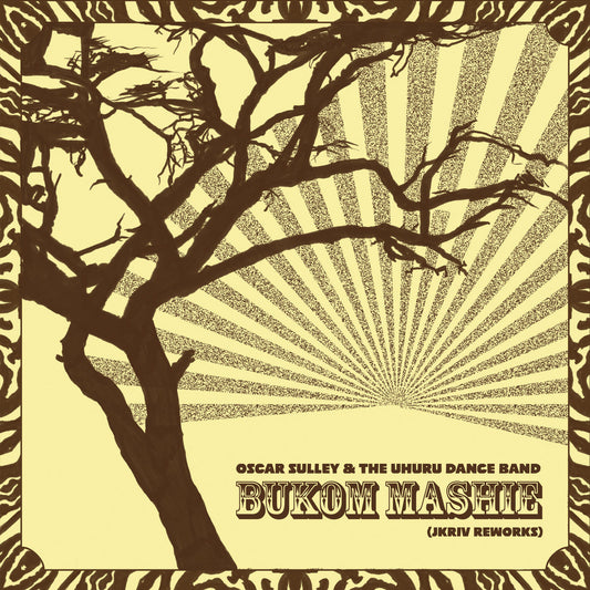 Etiqueta lado A del vinilo Oscar Sulley & The Uhuru Dance Band – Bukom Mashie (JKriv Reworks), con diseño marrón y catálogo RNT45013 de Razor-N-Tape 45, formato 7", 45 RPM.