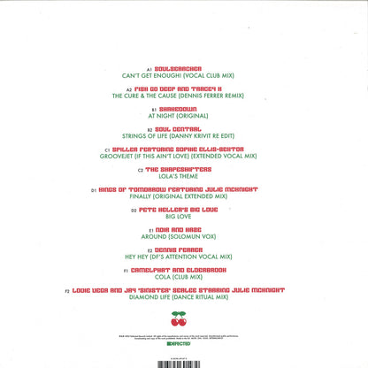 Contraportada del vinilo Varios Artistas – Pacha House Classics con listado completo de las 12 pistas.