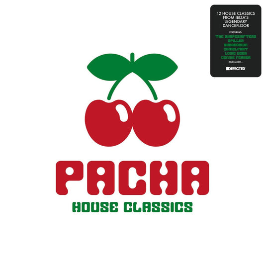 Portada frontal del vinilo Varios Artistas – Pacha House Classics con logo de cerezas y sticker Defected.