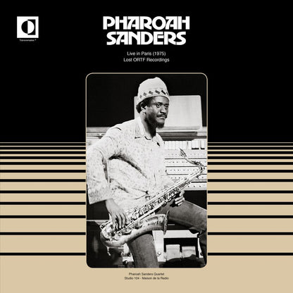 Portada del vinilo Pharoah Sanders – Live In Paris (1975) (Lost ORTF Recordings), con retrato del saxofonista.