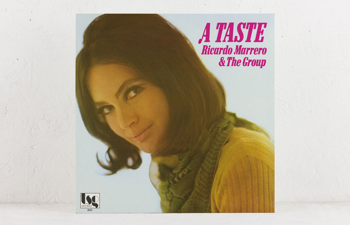 Funda del vinilo Ricardo Marrero & The Group – A Taste, vista de frente sobre una superficie blanca, con logo TSG.