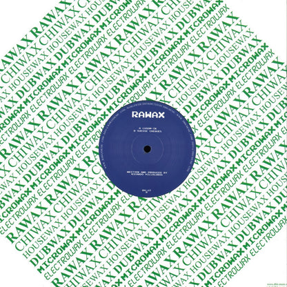 Contraportada del vinilo Ricardo Villalobos – Salvador Part III/III 12", reedición Rawax, funda verde con patrón Rawax y label azul mostrando A Lugom-IX y B Suese Cheques.