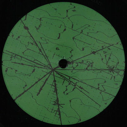 Lado B del vinilo 12" Rude Futures – Acid Reaction en Rush Hour Store Jams, etiqueta verde con gráfico abstracto radial oscuro.