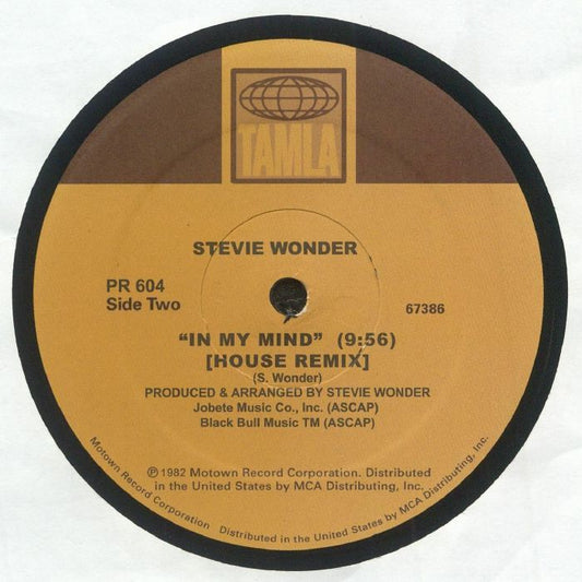 Portada trasera del vinilo Stevie Wonder – If You Really Loved Me (House Remix) de Tamla en formato 12". Incluye lista de canciones, créditos y detalles de producción.