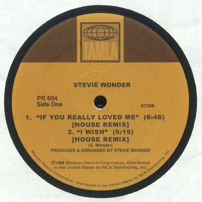 Portada delantera del vinilo Stevie Wonder – If You Really Loved Me (House Remix) lanzado por Tamla en formato 12". Diseño clásico con etiqueta central Tamla.