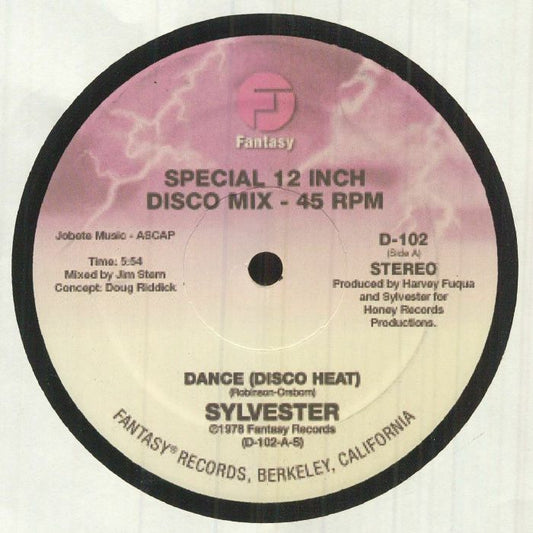 Portada delantera del vinilo Sylvester - Dance (Disco Heat), lanzado por Fantasy en formato 12". Edición especial con diseño vibrante y logo del sello.