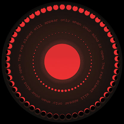 Lado B del vinilo The Martian – The Long Winter Of Mars, diseño abstracto circular rojo sobre negro con texto alrededor, sello Red Planet en formato 12" reedición.