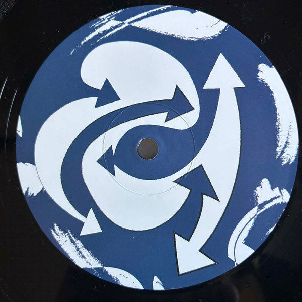 Lado B del vinilo The Mighty Zaf & Linkwood – Get Another Love / He Made You Mine, etiqueta azul con arte abstracto de flechas blancas en movimiento circular.