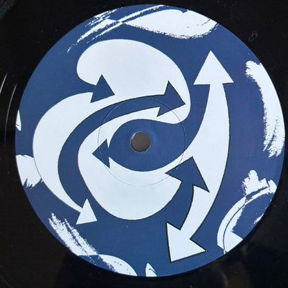 Lado B del vinilo The Mighty Zaf & Linkwood – Get Another Love / He Made You Mine, etiqueta azul con arte abstracto de flechas blancas en movimiento circular.