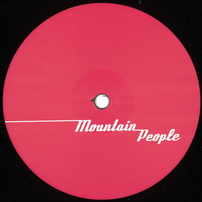 Vinilo 12" The Mountain People – Memorandum en sello Mountain People con etiqueta roja minimalista lado B y tipografía blanca elegante en el centro.