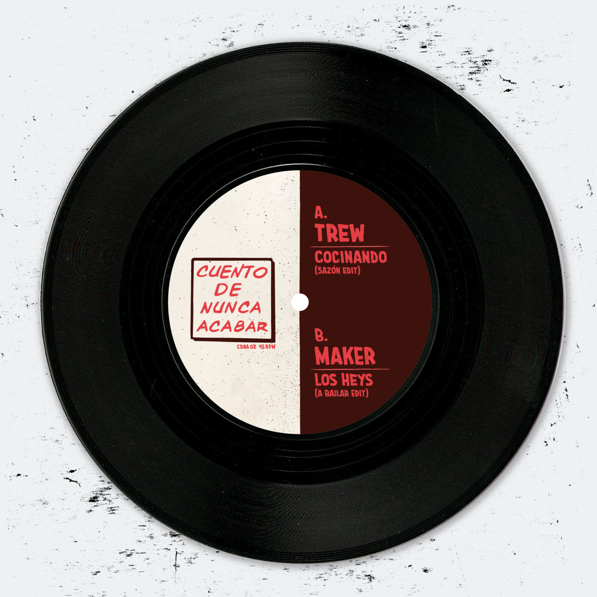 Lado A del vinilo Trew / Maker – Trew + Maker Edits, con etiqueta crema y café que muestra “Cocinando (Sazon Edit)”.