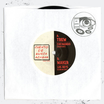 Portada del vinilo Trew / Maker – Trew + Maker Edits con funda blanca, sello estampado y etiqueta central visible.