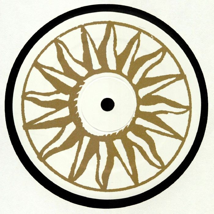 Lado B del vinilo Underground Resistance – World 2 World, etiqueta crema con diseño radial dorado y centro blanco.