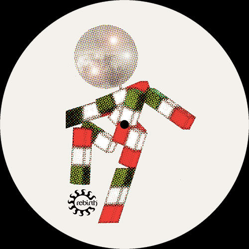 Etiqueta central lado B del vinilo Varios Artistas – Ciao Italia (Generazioni Underground) (Bonus Uno) de Rebirth, con figura geométrica tipo mosaico en colores de la bandera italiana y logo del sello.