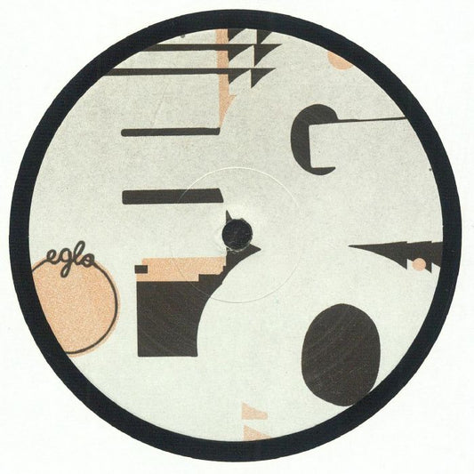 Etiqueta central del lado B del vinilo Varios Artistas – Eglo Records Vol. 3 Sampler de Eglo Records, con arte geométrico abstracto en tonos neutros y el logo de Eglo destacando sobre el fondo claro.