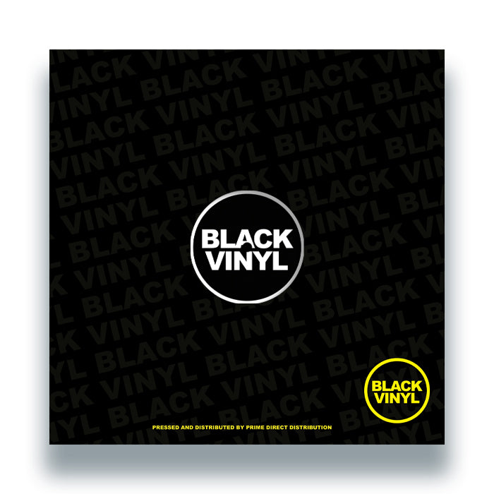 Contraportada del vinilo Varios Artistas – Black Vinyl 30 Years, arte minimalista negro con logotipo central de Black Vinyl Records.