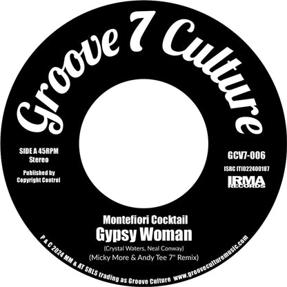 Etiqueta central lado A del vinilo Varios Artistas – Gypsy Woman / Special Love en Groove 7 Culture 7", 45 RPM, con créditos y catálogo visibles.