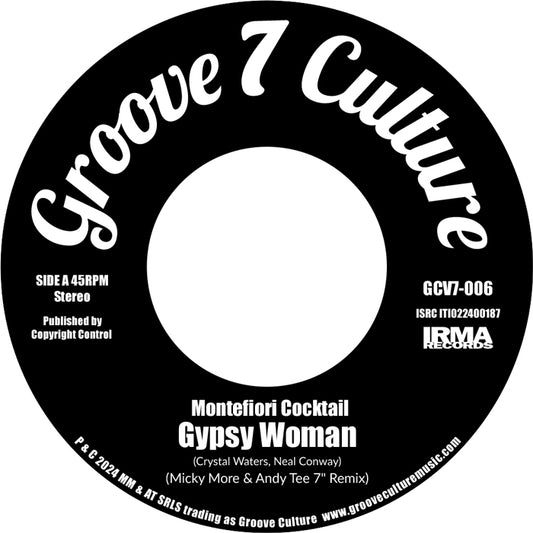 Etiqueta central lado A del vinilo Varios Artistas – Gypsy Woman / Special Love en Groove 7 Culture 7", 45 RPM, con créditos y catálogo visibles.