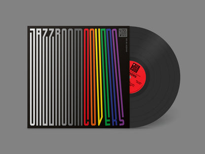 Vinilo de Varios Artistas – Jazz Room Presents: Covers parcialmente salido de la funda con portada geométrica, edición 2xLP de Jazz Room Records pensada para coleccionistas.
