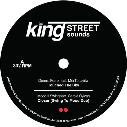 Lado A del vinilo Varios Artistas – King Street Sounds Sampler Vol. 6, etiqueta King Street Sounds con Dennis Ferrer y Mood II Swing a 33⅓ RPM.