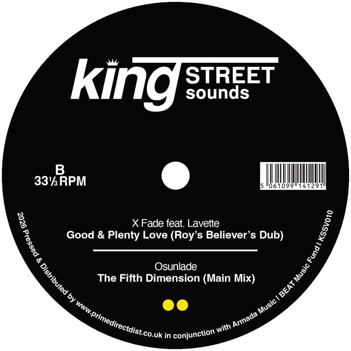 Lado B del vinilo Varios Artistas – King Street Sounds Sampler Vol. 7 con créditos de X Fade, Lavette y Osunlade.