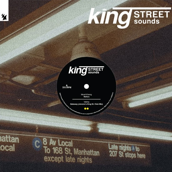Portada del vinilo Varios Artistas – King Street Sounds Sampler Vol. 7 con arte del metro y etiqueta central negra.