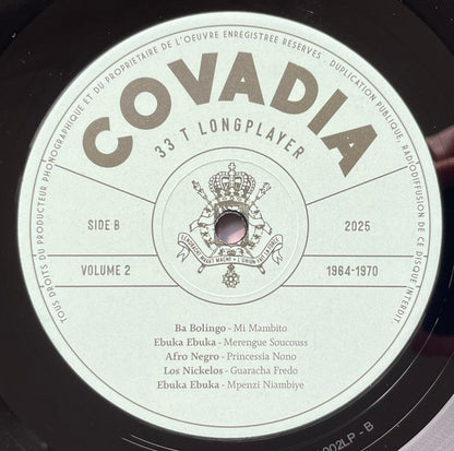 Lado B del vinilo Varios Artistas – Les Belgicains - Vol. 2: Na Tango Ya Covadia 1964-70, sello Covadia y cinco pistas.