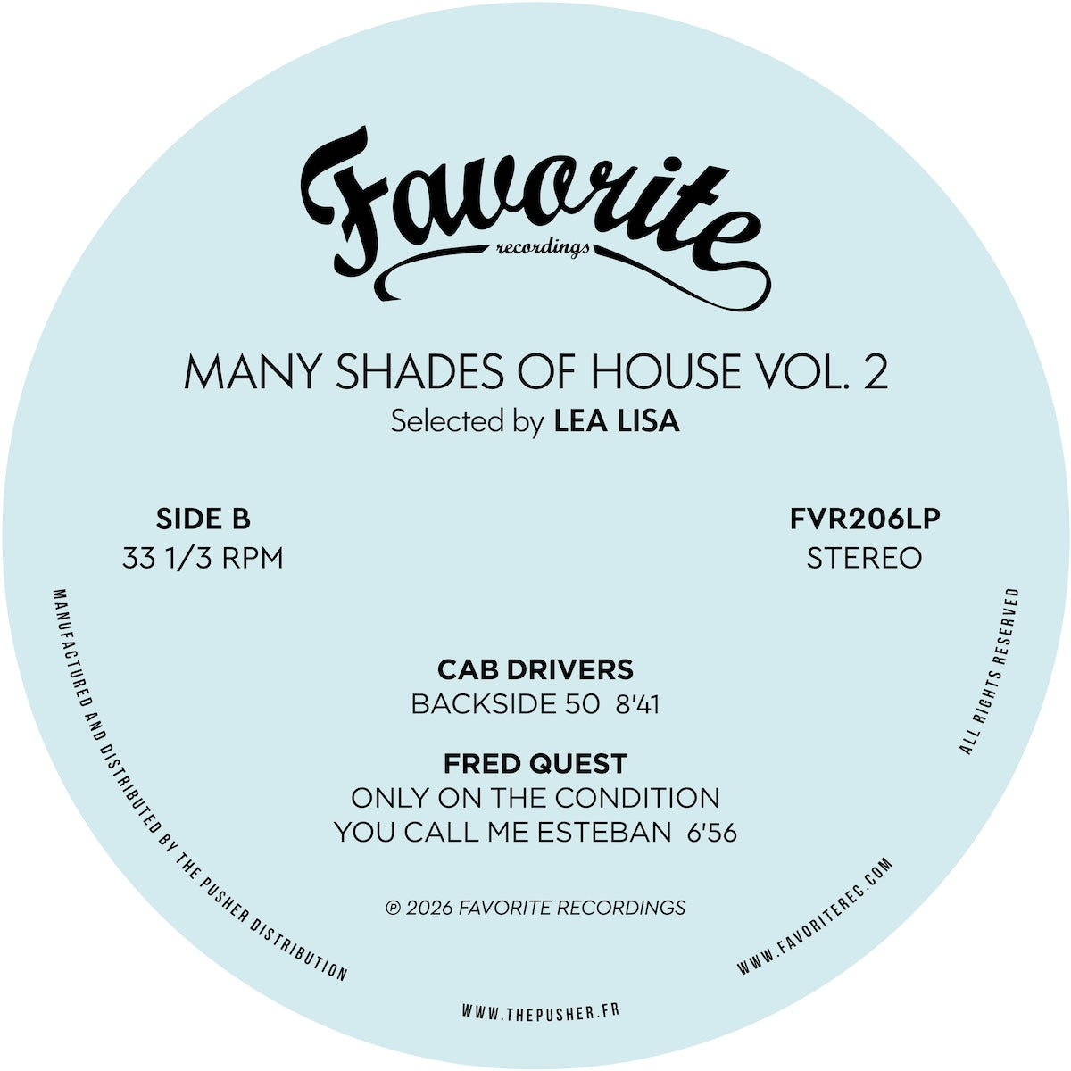Lado B del vinilo Varios Artistas – Many Shades Of House (Selected By Lea Lisa) Vol.2, etiqueta azul con dos pistas.