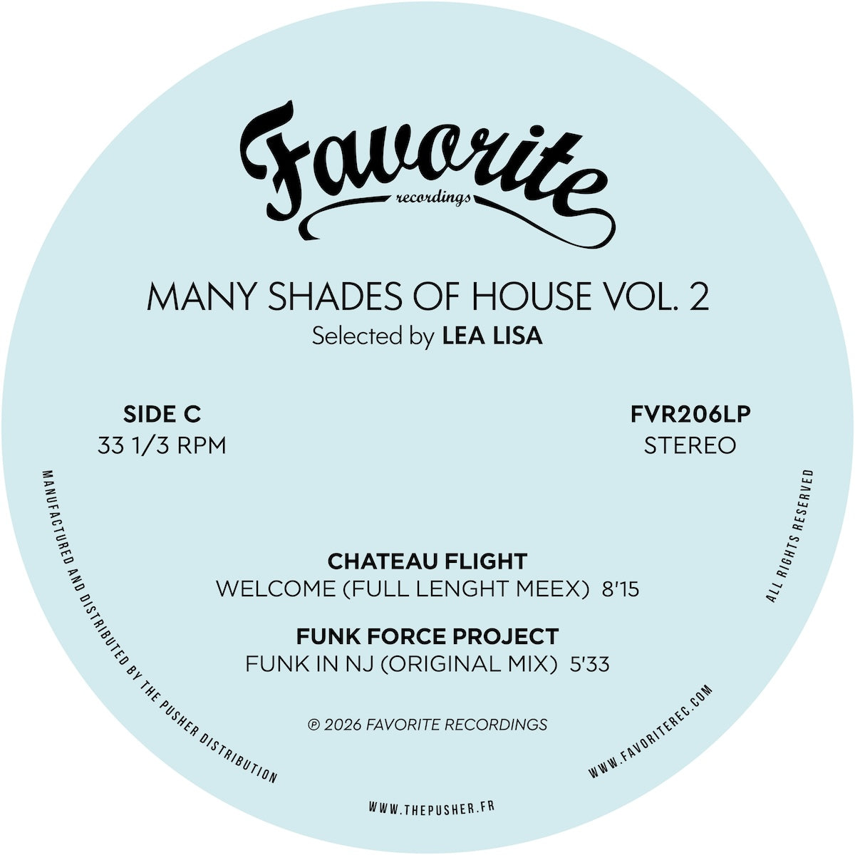 Lado C del vinilo Varios Artistas – Many Shades Of House (Selected By Lea Lisa) Vol.2, etiqueta azul con dos pistas.
