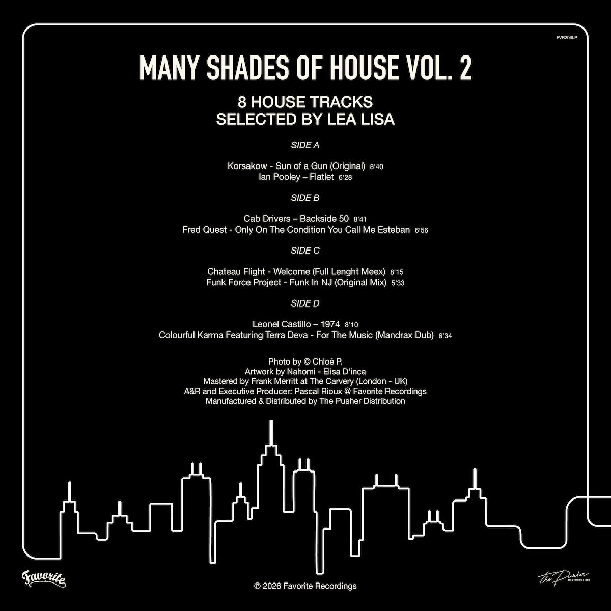 Contraportada del vinilo Varios Artistas – Many Shades Of House (Selected By Lea Lisa) Vol.2 con tracklist y créditos.
