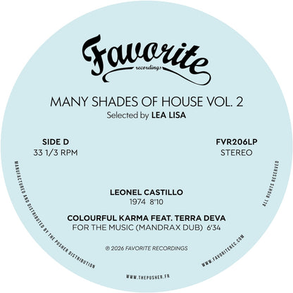 Lado D del vinilo Varios Artistas – Many Shades Of House (Selected By Lea Lisa) Vol.2, etiqueta azul con dos pistas.