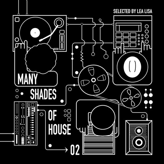 Portada del vinilo Varios Artistas – Many Shades Of House (Selected By Lea Lisa) Vol.2, con ilustración en blanco y negro.
