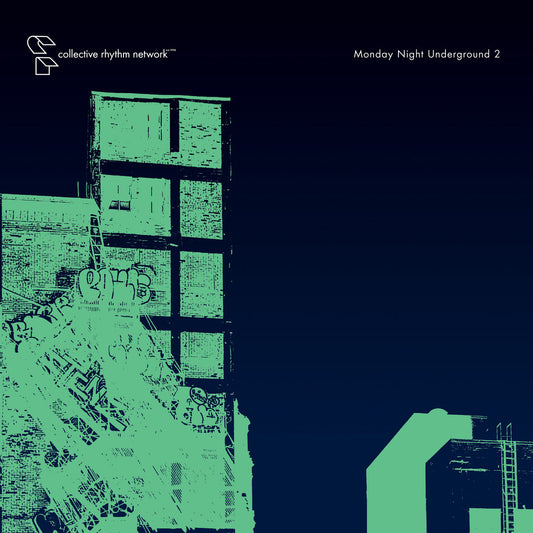 Portada del vinilo Varios Artistas – Monday Night Underground 2 12" en Collective Rhythm Network con arte urbano en verde y negro.