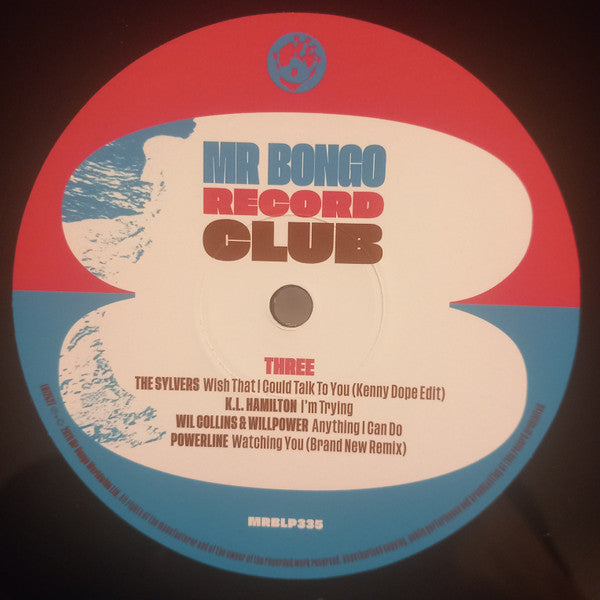 Lado C del vinilo Varios Artistas – Mr Bongo Record Club Vol. 8, con cuatro pistas y etiqueta roja, blanca y azul.