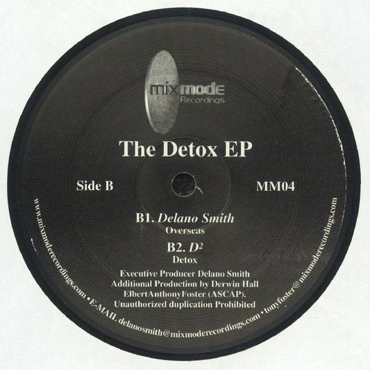 Portada trasera del vinilo Varios Artistas – The Detox EP, editado por Mixmode Recordings. Lado B con pistas de Delano Smith y D2.