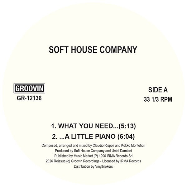 Lado A del vinilo Varios Artistas – What You Need / A Little Piano / Calypso Of House: lado A con títulos y catálogo GR-12136.