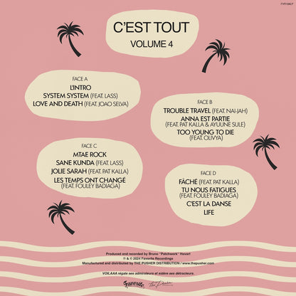 Contraportada del vinilo Voilaaa – C'est Tout en rosa, con tracklist de cuatro caras, créditos y catálogo FVR194LP.