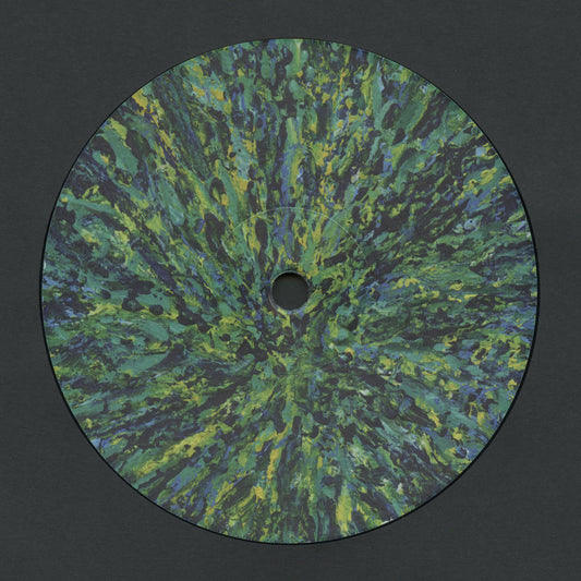 Lado B del vinilo Zenker Brothers – Illusion, 12" EP de Ilian Tape con arte abstracto verde y azul impreso directamente sobre la superficie.